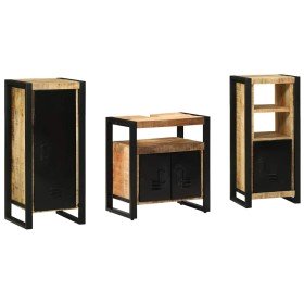 Juego de muebles de baño 3 pcs Marrón Madera de mango maciza