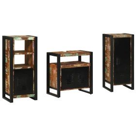 Juego de muebles de baño 3 pcs Madera reciclada maciza