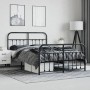 Estructura de cama cabecero y estribo metal negro 140x190 cm de vidaXL, Camas y somieres - Ref: Foro24-352596, Precio: 109,44...