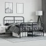Estructura de cama cabecero y estribo metal negro 140x190 cm de vidaXL, Camas y somieres - Ref: Foro24-352596, Precio: 107,99...