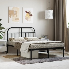 Bed frame with black metal headboard 120x190 cm by vidaXL, Beds and slatted bases - Ref: Foro24-353632, Price: 118,57 €, Disc...