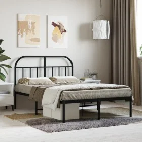 Bed frame with black metal headboard 120x190 cm by vidaXL, Beds and slatted bases - Ref: Foro24-353632, Price: 116,74 €, Disc...