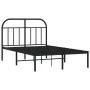 Bed frame with black metal headboard 120x190 cm by vidaXL, Beds and slatted bases - Ref: Foro24-353632, Price: 116,74 €, Disc...