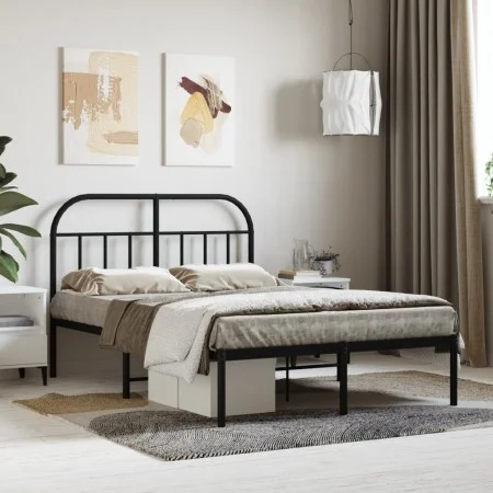 Bettgestell mit schwarzem Metallkopfteil 120x200 cm von vidaXL, Betten und Lattenroste - Ref: Foro24-353633, Preis: 112,01 €,...