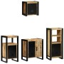 Juego de muebles de baño 4 pcs Marrón Madera de mango maciza