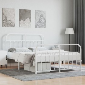 Estructura cama metal con cabecero y estribo blanco 150x200 cm