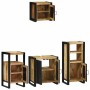 Juego de muebles de baño 4 pcs Marrón Madera de mango maciza