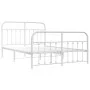 Metal bed frame with headboard and white footboard 150x200 cm by vidaXL, Beds and slatted bases - Ref: Foro24-352647, Price: ...