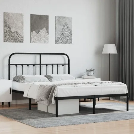 Estructura de cama con cabecero metal negro 140x190 cm de vidaXL, Camas y somieres - Ref: Foro24-352578, Precio: 111,20 €, De...