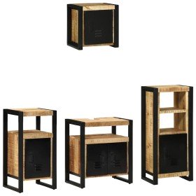Juego de muebles de baño 4 pcs Marrón Madera de mango maciza