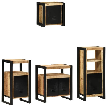 Juego de muebles de baño 4 pcs Marrón Madera de mango maciza