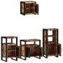 Juego de muebles de baño 4 pcs Marrón Madera de mango maciza