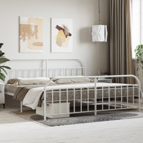 Estructura cama metal con cabecero y pie cama blanco 193x203 cm