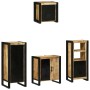 Juego de muebles de baño 4 pcs Marrón Madera de mango maciza