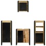 Juego de muebles de baño 4 pcs Marrón Madera de mango maciza