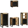Juego de muebles de baño 4 pcs Marrón Madera de mango maciza