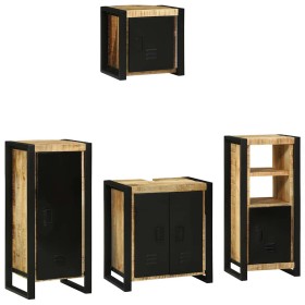 Juego de muebles de baño 4 pcs Marrón Madera de mango maciza
