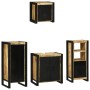 Juego de muebles de baño 4 pcs Marrón Madera de mango maciza