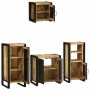 Juego de muebles de baño 4 pcs Marrón Madera de mango maciza