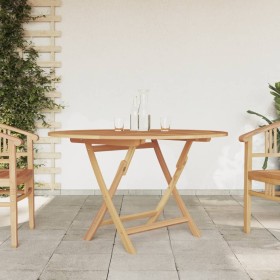 Mesa de jardín plegable madera maciza de teca Ø 110x75 cm de vidaXL, Mesas de jardín - Ref: Foro24-362618, Precio: 144,14 €, ...