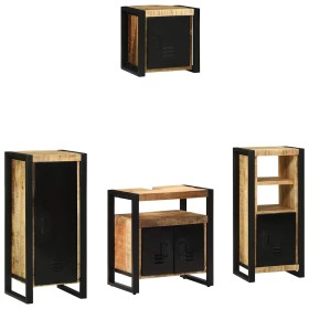 Juego de muebles de baño 4 pcs Marrón Madera de mango maciza