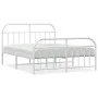 Metal bed frame with headboard and white footboard 140x190 cm by vidaXL, Beds and slatted bases - Ref: Foro24-353702, Price: ...