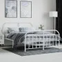 Metal bed frame with headboard and white footboard 140x190 cm by vidaXL, Beds and slatted bases - Ref: Foro24-353702, Price: ...