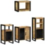 Juego de muebles de baño 4 pcs Marrón Madera de mango maciza