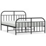 Estructura de cama cabecero y estribo metal negro 140x190 cm de vidaXL, Camas y somieres - Ref: Foro24-353653, Precio: 121,47...