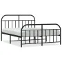 Estructura de cama cabecero y estribo metal negro 140x190 cm de vidaXL, Camas y somieres - Ref: Foro24-353653, Precio: 119,64...