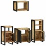 Juego de muebles de baño 4 pcs Marrón Madera de mango maciza