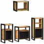 Juego de muebles de baño 4 pcs Marrón Madera de mango maciza