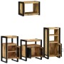 Juego de muebles de baño 4 pcs Marrón Madera de mango maciza