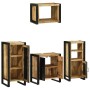 Juego de muebles de baño 4 pcs Marrón Madera de mango maciza