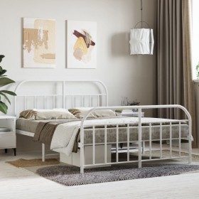 Estructura cama metal con cabecero y estribo blanco 140x200 cm de vidaXL, Camas y somieres - Ref: Foro24-353703, Precio: 113,...