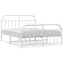 Metal bed frame with headboard and white footboard 140x200 cm by vidaXL, Beds and slatted bases - Ref: Foro24-353703, Price: ...