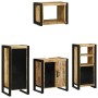 Juego de muebles de baño 4 pcs Marrón Madera de mango maciza