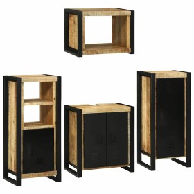 Juego de muebles de baño 4 pcs Marrón Madera de mango maciza