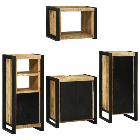 Juego de muebles de baño 4 pcs Marrón Madera de mango maciza