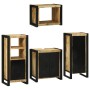 Juego de muebles de baño 4 pcs Marrón Madera de mango maciza