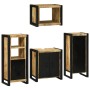 Juego de muebles de baño 4 pcs Marrón Madera de mango maciza