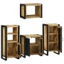 Juego de muebles de baño 4 pcs Marrón Madera de mango maciza