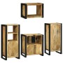 Juego de muebles de baño 4 pcs Marrón Madera de mango maciza