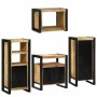 Juego de muebles de baño 4 pcs Marrón Madera de mango maciza