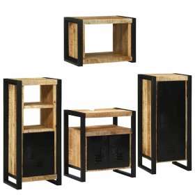 Juego de muebles de baño 4 pcs Marrón Madera de mango maciza