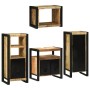 Juego de muebles de baño 4 pcs Marrón Madera de mango maciza