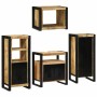 Juego de muebles de baño 4 pcs Marrón Madera de mango maciza