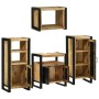 Juego de muebles de baño 4 pcs Marrón Madera de mango maciza