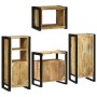 Juego de muebles de baño 4 pcs Marrón Madera de mango maciza