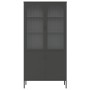 Aparador alto vidrio y acero negro 90x40x180 cm
